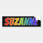 [ Thumbnail: First Name "Suzanne": Fun Rainbow Coloring Bumper Sticker ]