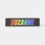 [ Thumbnail: First Name "Suzanne": Fun Rainbow Coloring Desk Name Plate ]