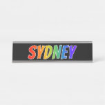 [ Thumbnail: First Name "Sydney": Fun Rainbow Coloring Desk Name Plate ]