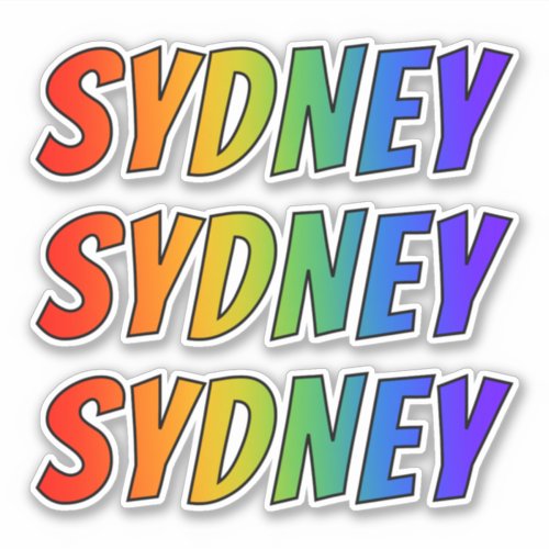 First Name SYDNEY w Fun Rainbow Coloring Sticker