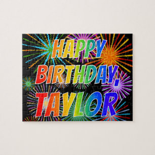 First Name "TAYLOR", Fun "HAPPY BIRTHDAY" Jigsaw Puzzle