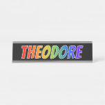 [ Thumbnail: First Name "Theodore": Fun Rainbow Coloring Desk Name Plate ]