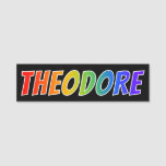 [ Thumbnail: First Name "Theodore": Fun Rainbow Coloring Name Tag ]
