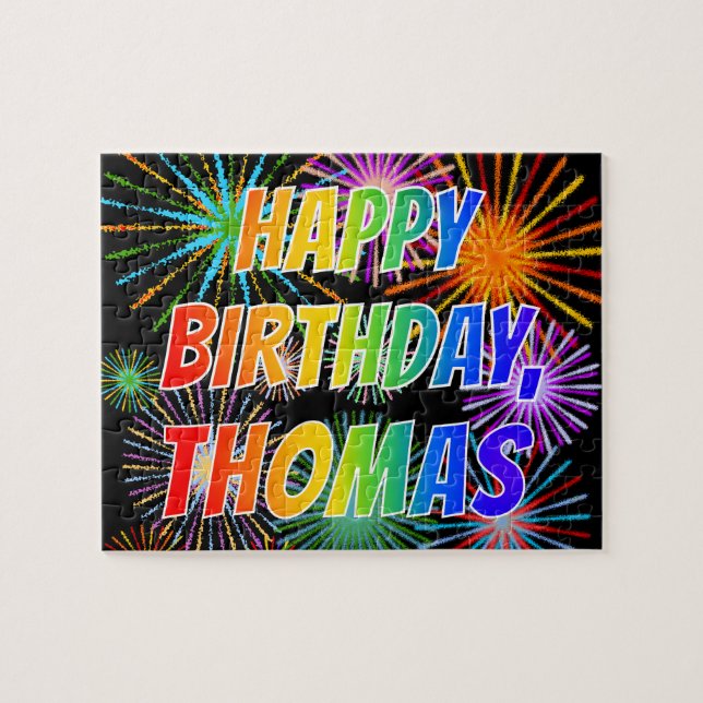 First Name "THOMAS", Fun "HAPPY BIRTHDAY" Jigsaw Puzzle (Horizontal)