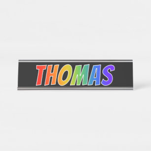 First Name "THOMAS": Fun Rainbow Coloring Desk Name Plate