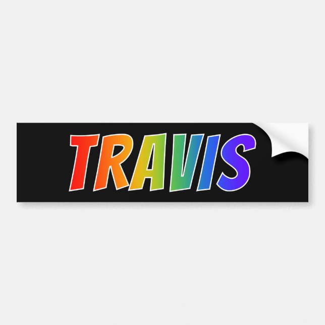 First Name "TRAVIS": Fun Rainbow Coloring Bumper Sticker (Front)