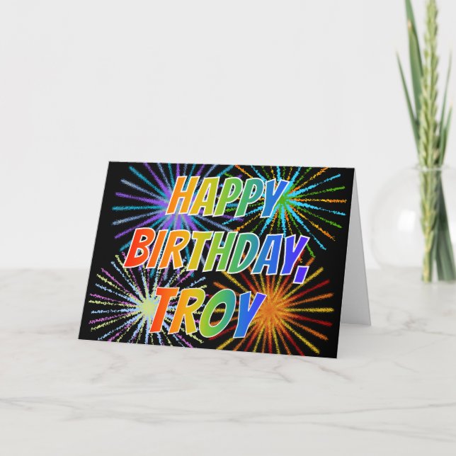 First Name "TROY" Fun "HAPPY BIRTHDAY" Card (Front)