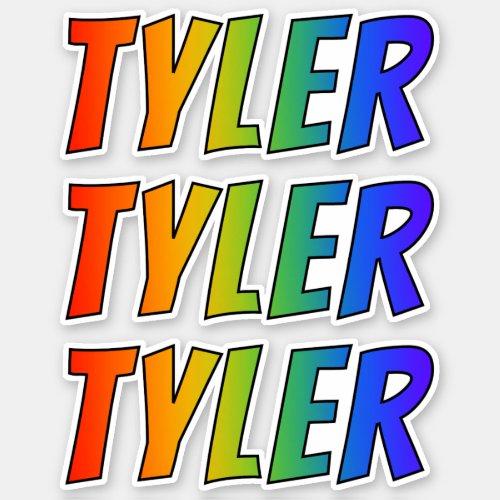 First Name TYLER w Fun Rainbow Coloring Sticker