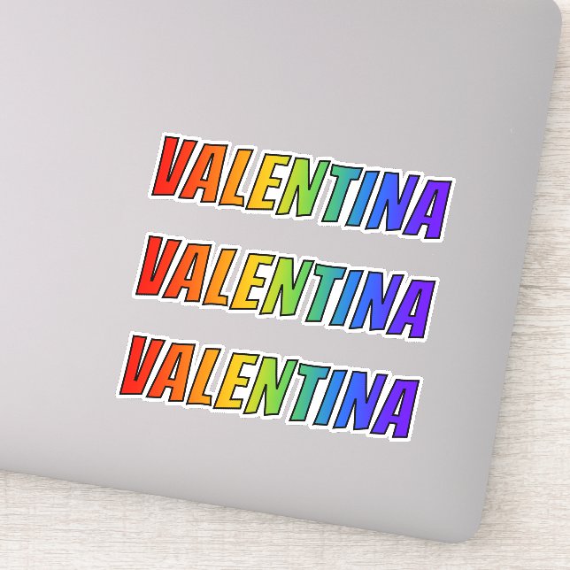 First Name "VALENTINA" w/ Fun Rainbow Coloring Sticker (Detail)