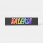 [ Thumbnail: First Name "Valeria": Fun Rainbow Coloring Desk Name Plate ]