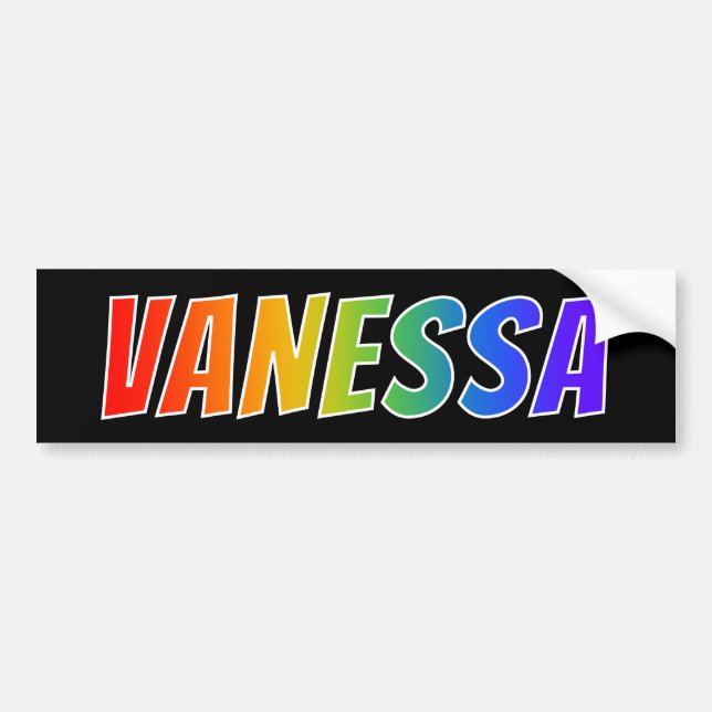 First Name "VANESSA": Fun Rainbow Coloring Bumper Sticker (Front)