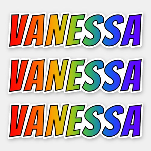 First Name VANESSA w Fun Rainbow Coloring Sticker