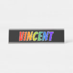 [ Thumbnail: First Name "Vincent": Fun Rainbow Coloring Desk Name Plate ]