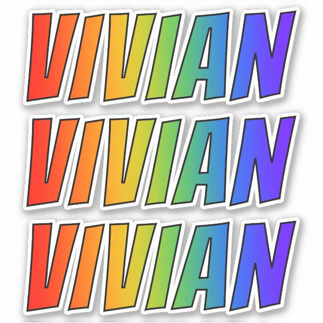 First Name "VIVIAN" w/ Fun Rainbow Coloring Sticker (Front)