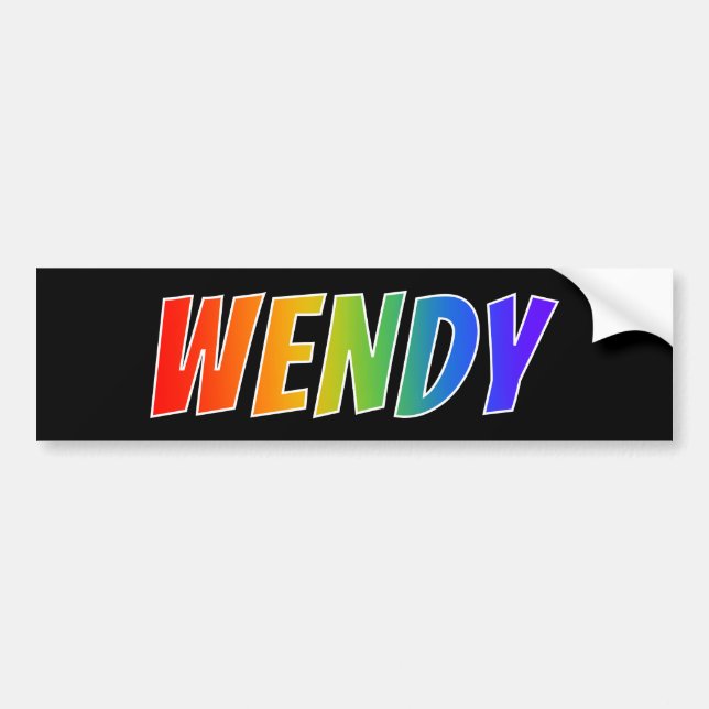 First Name "WENDY": Fun Rainbow Coloring Bumper Sticker (Front)