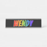 [ Thumbnail: First Name "Wendy": Fun Rainbow Coloring Desk Name Plate ]