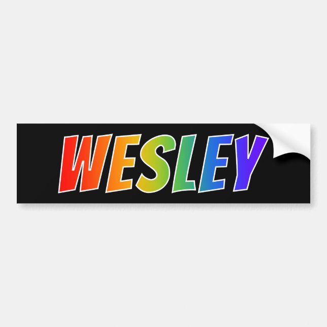First Name "WESLEY": Fun Rainbow Coloring Bumper Sticker (Front)