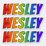 [ Thumbnail: First Name "Wesley" W/ Fun Rainbow Coloring Sticker ]