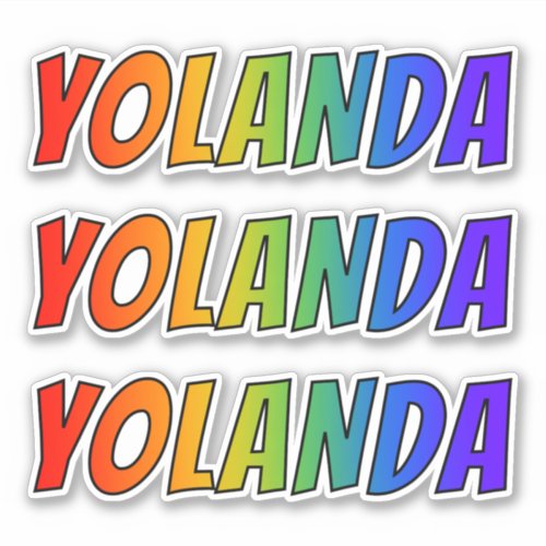 First Name YOLANDA w Fun Rainbow Coloring Sticker