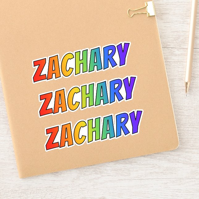 First Name "ZACHARY" w/ Fun Rainbow Coloring Sticker (Notebook)
