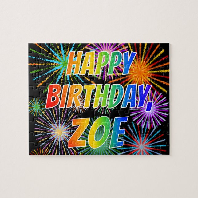 First Name "ZOE", Fun "HAPPY BIRTHDAY" Jigsaw Puzzle (Horizontal)