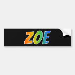 [ Thumbnail: First Name "Zoe": Fun Rainbow Coloring Bumper Sticker ]