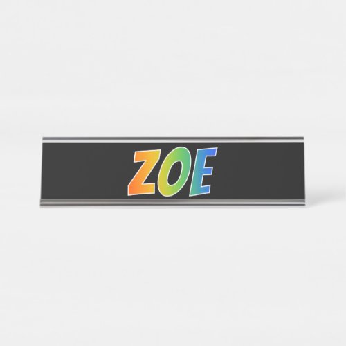 First Name ZOE Fun Rainbow Coloring Desk Name Plate