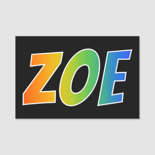 First Name ZOE Fun Rainbow Coloring Name Tag