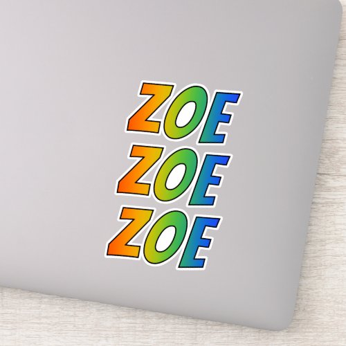 First Name ZOE w Fun Rainbow Coloring Sticker