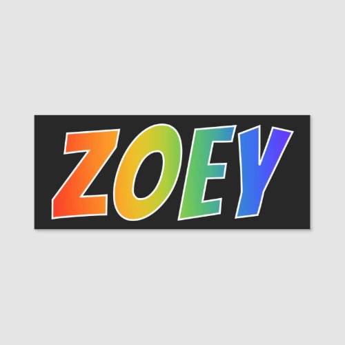 First Name ZOEY Fun Rainbow Coloring Name Tag