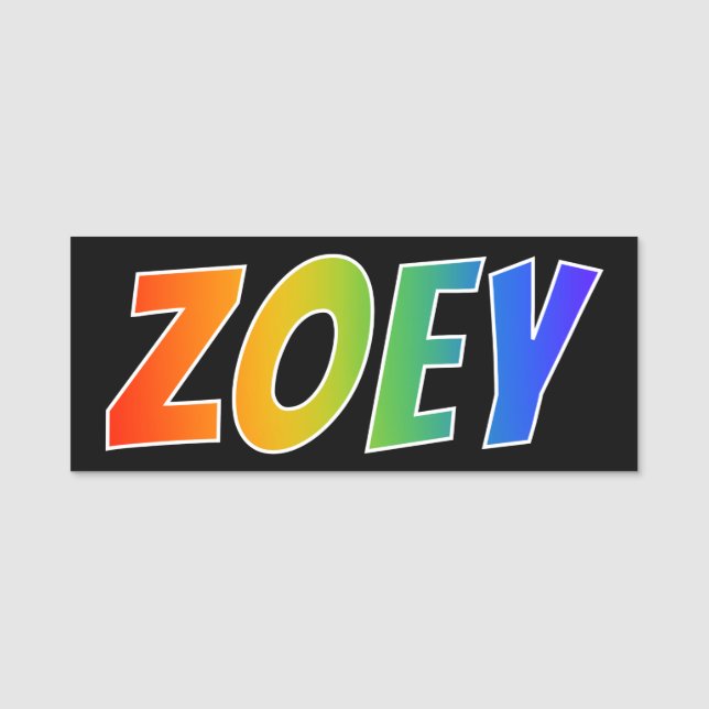 First Name "ZOEY": Fun Rainbow Coloring Tag (Front)