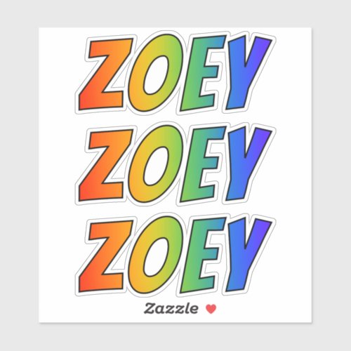 First Name ZOEY w Fun Rainbow Coloring Sticker