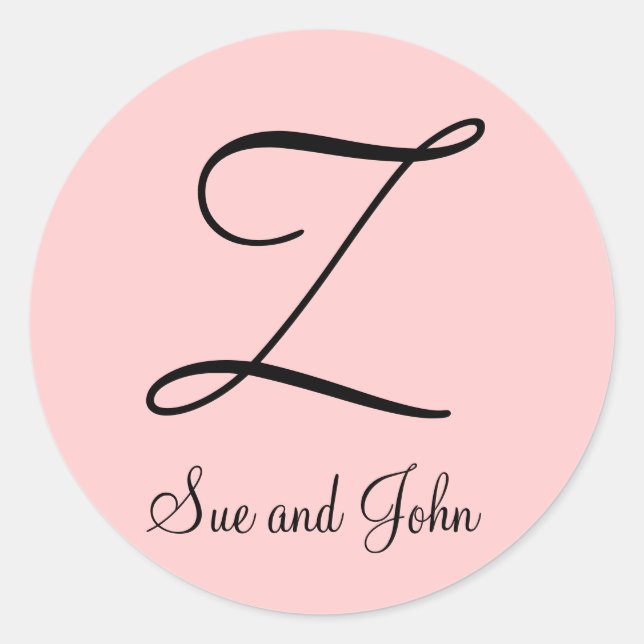 First Names and Initial Black on Pink Sticker (Front)