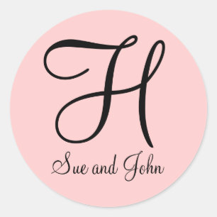 First Names and Last Initial Black on Pink Sticker