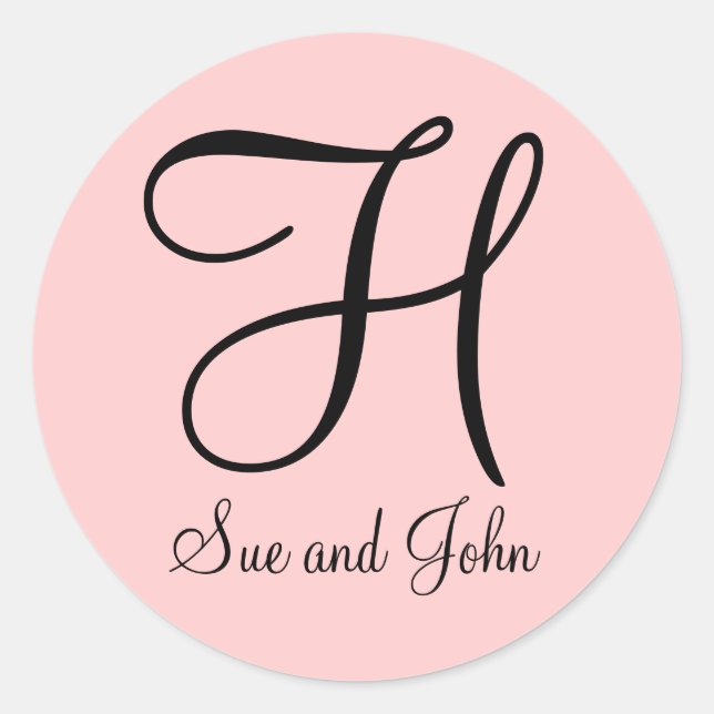 First Names and Last Initial Black on Pink Sticker (Front)