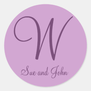 First Names and Last Initial Mauve W Classic Round Sticker
