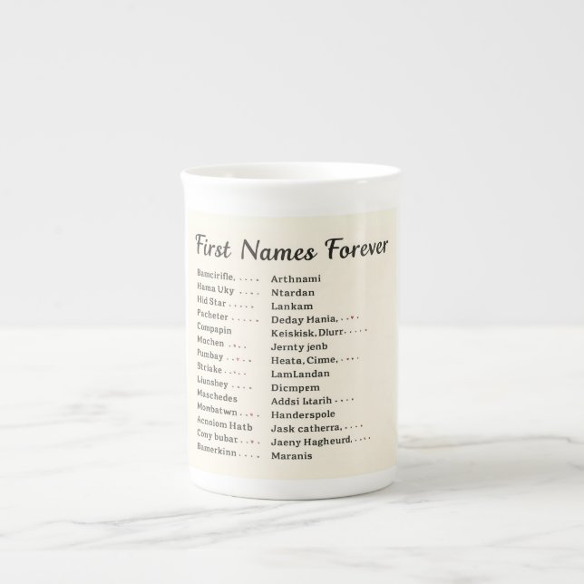 First Names Forever Personalized Family Name List  Bone China Mug (Front)