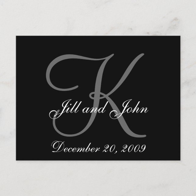 First Names Initial Monogram Save the Date Card (Front)