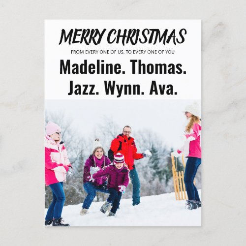 First Names Merry Christmas Holiday Postcard