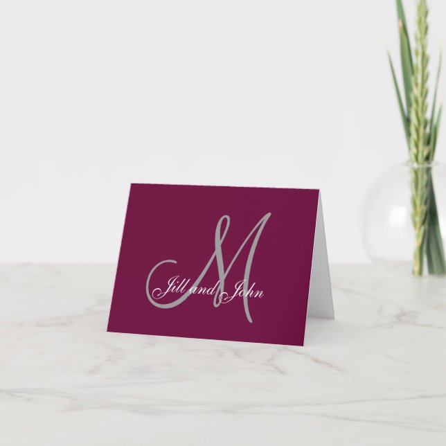 First Names Monogram Wine Wedding Invitations (Front)