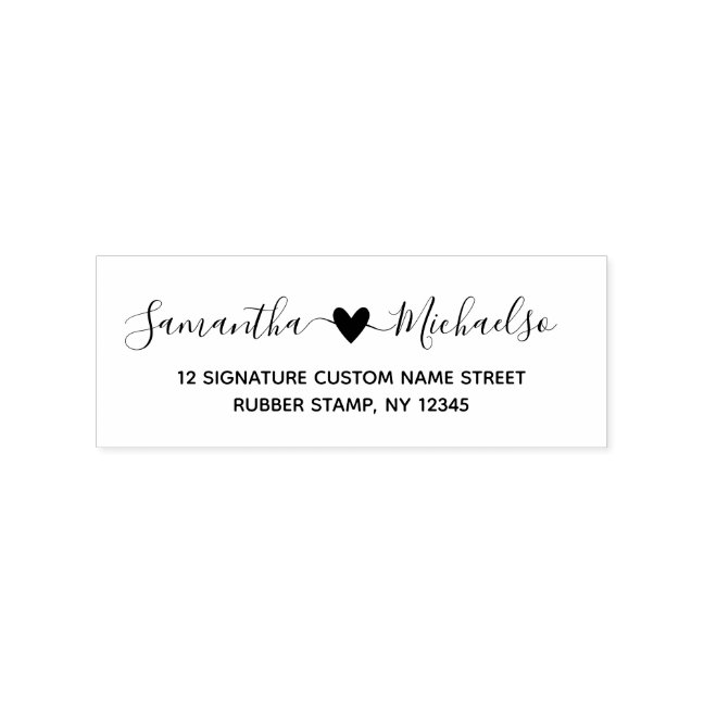 First names with heart wedding rubber stamp