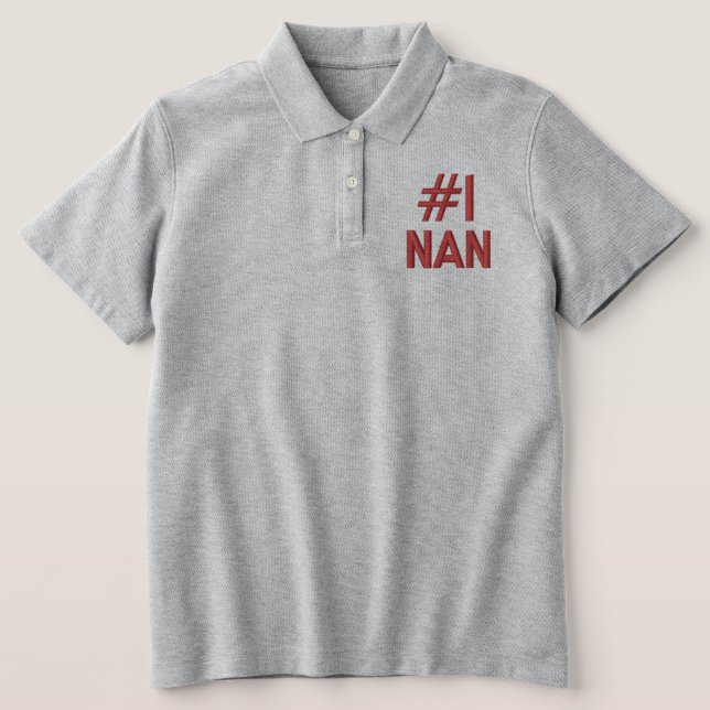 First Nan Cool Modern Minimal Grey Grandmother's Embroidered Polo Shirt (Design Front)