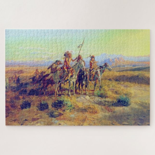 First Nations Native Braves The Scouts CM Russell Jigsaw Puzzle (Horizontal)
