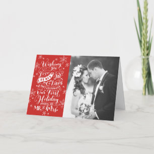 First Newlywed Holiday Hand-Drawn Red Photo Card