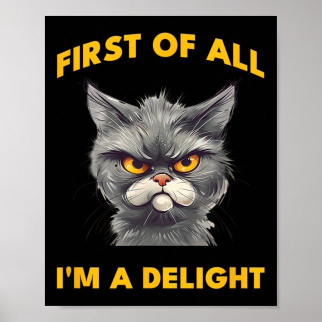 First Of All I Am A Delight Funny Sarcastic Angry  Poster (Front)