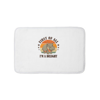 First Of All I'm a Delight Baby Hippo Moo Deng Lon Bath Mat