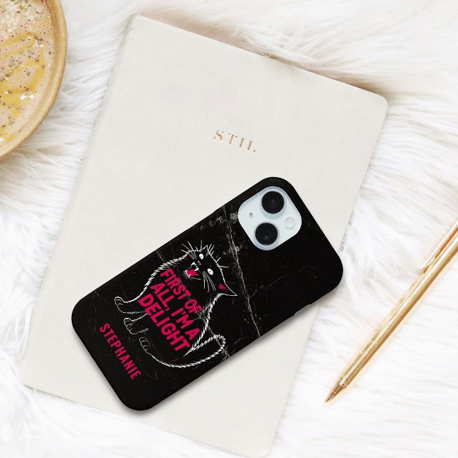First Of All I'm A Delight Roaring Black Cat Case-Mate iPhone Case (Creator Uploaded)