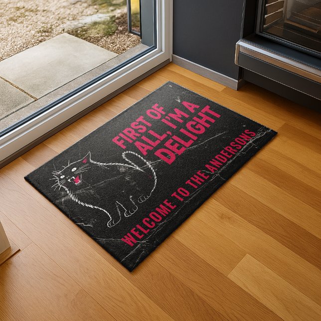First Of All I'm A Delight Roaring Black Cat Doormat (Creator Uploaded)