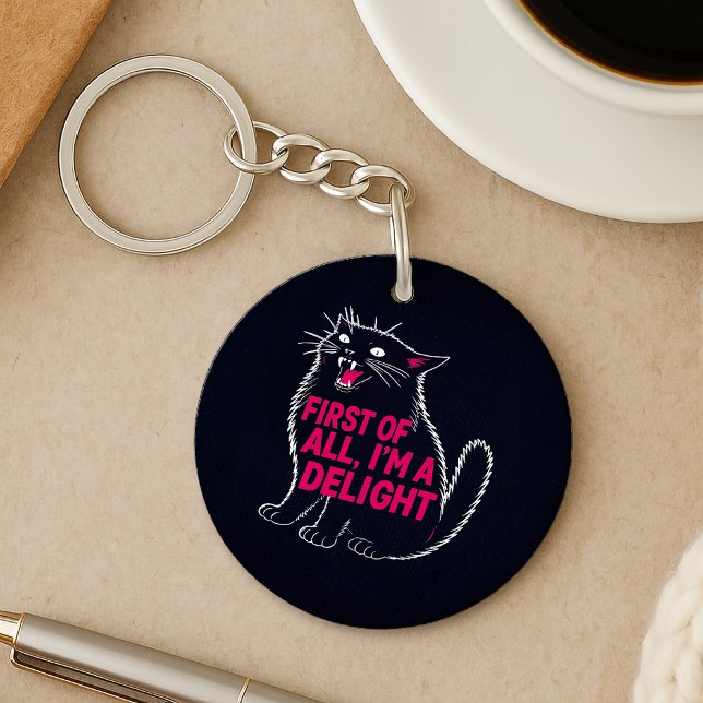 First Of All I'm A Delight Roaring Black Cat Keychain (Creator Uploaded)