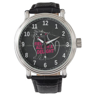 First Of All I'm A Delight Roaring Black Cat Watch